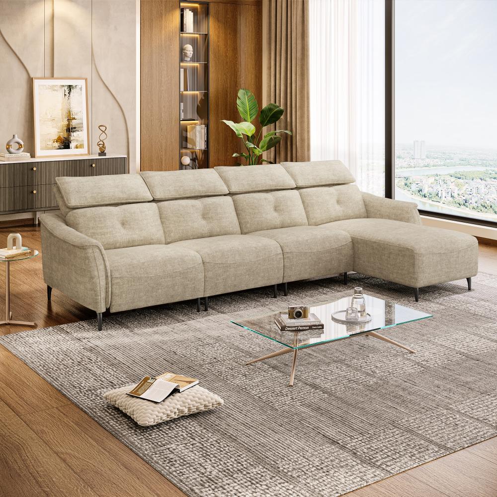 Wakefit Curacao L Shape Sofa Set Without Motion (3 Seater + Right Aligned Chaise)