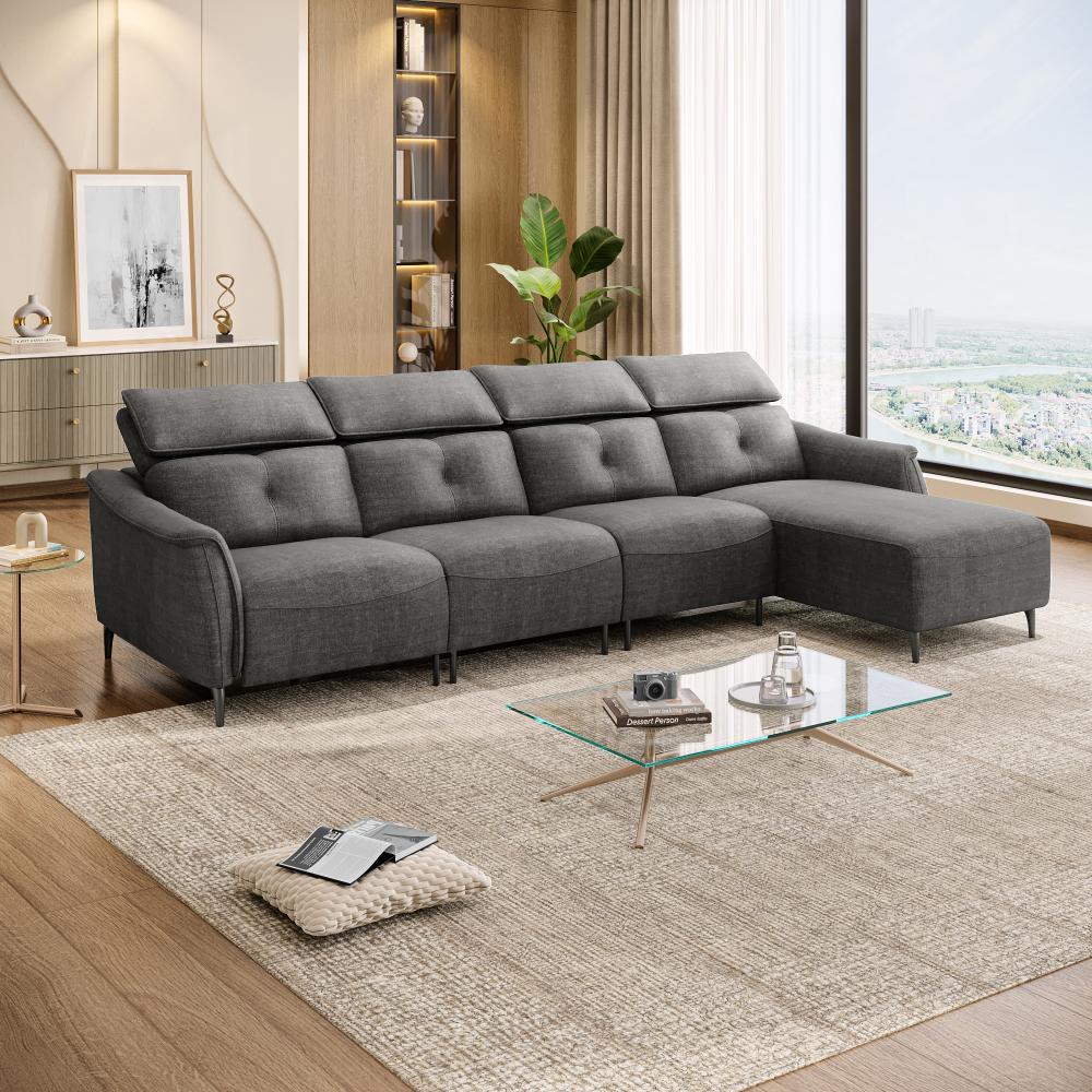 Wakefit Curacao L Shape Sofa Set Without Motion (3 Seater + Right Aligned Chaise)