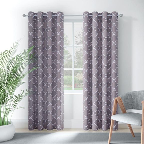 Printed Curtain | Light Blocking Upto 70% | (7 x 3.8 ft) | Door Curtain | Set of 2 | Reduces Noise | Dry Clean | Ralph Grey