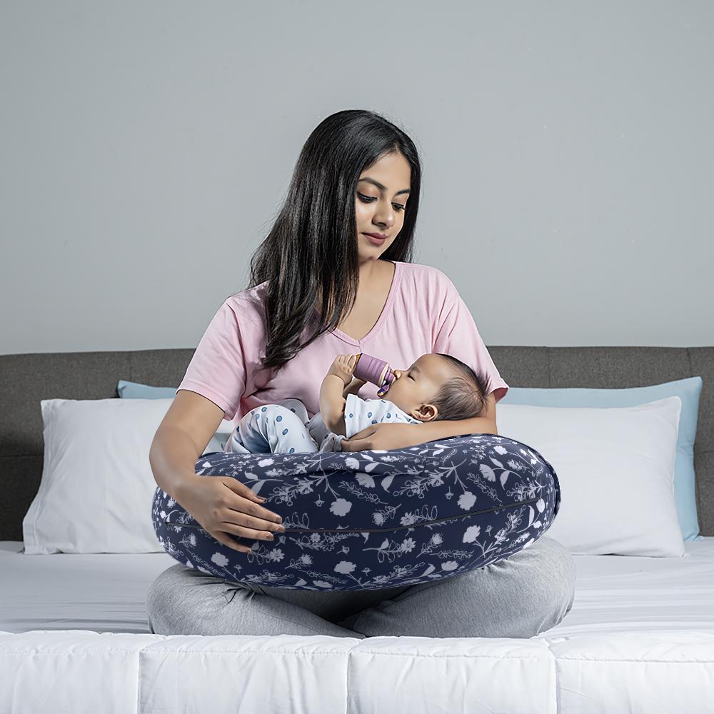 Nursing Pillow For Feeding & Baby Care | 100% Cotton & Machine Washable Cover | Evelyn