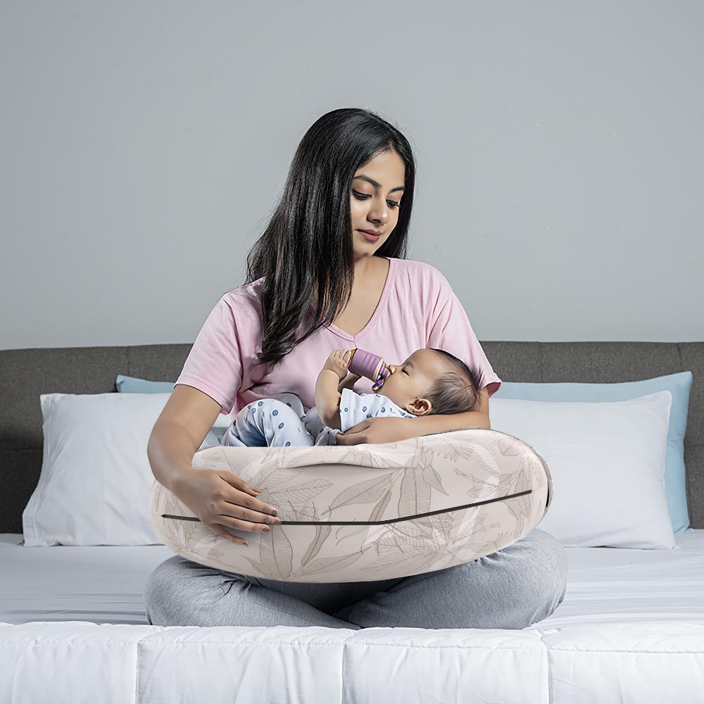Nursing Pillow For Feeding & Baby Care | 100% Cotton & Machine Washable Cover | Mekko
