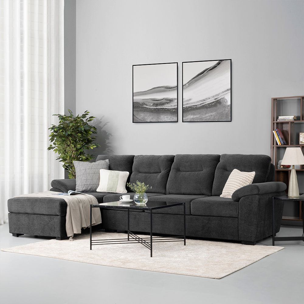 Wakefit Lounger L Shape Sofa Set (3 Seater + Left Aligned Chaise)