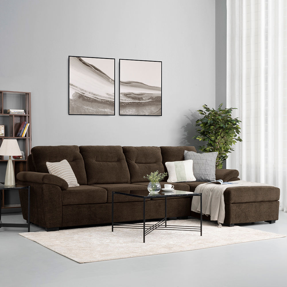 Wakefit Lounger L Shape Sofa Set (3 Seater + Right Aligned Chaise)