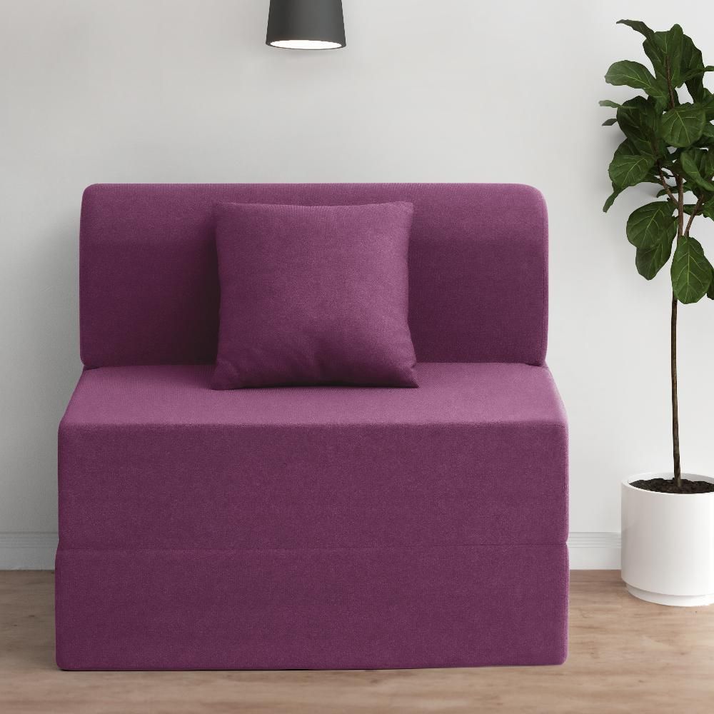 Wakefit Flipper Sofa Cum Bed - One Seater (6'x2.5') Feet- WarpKnit Purple