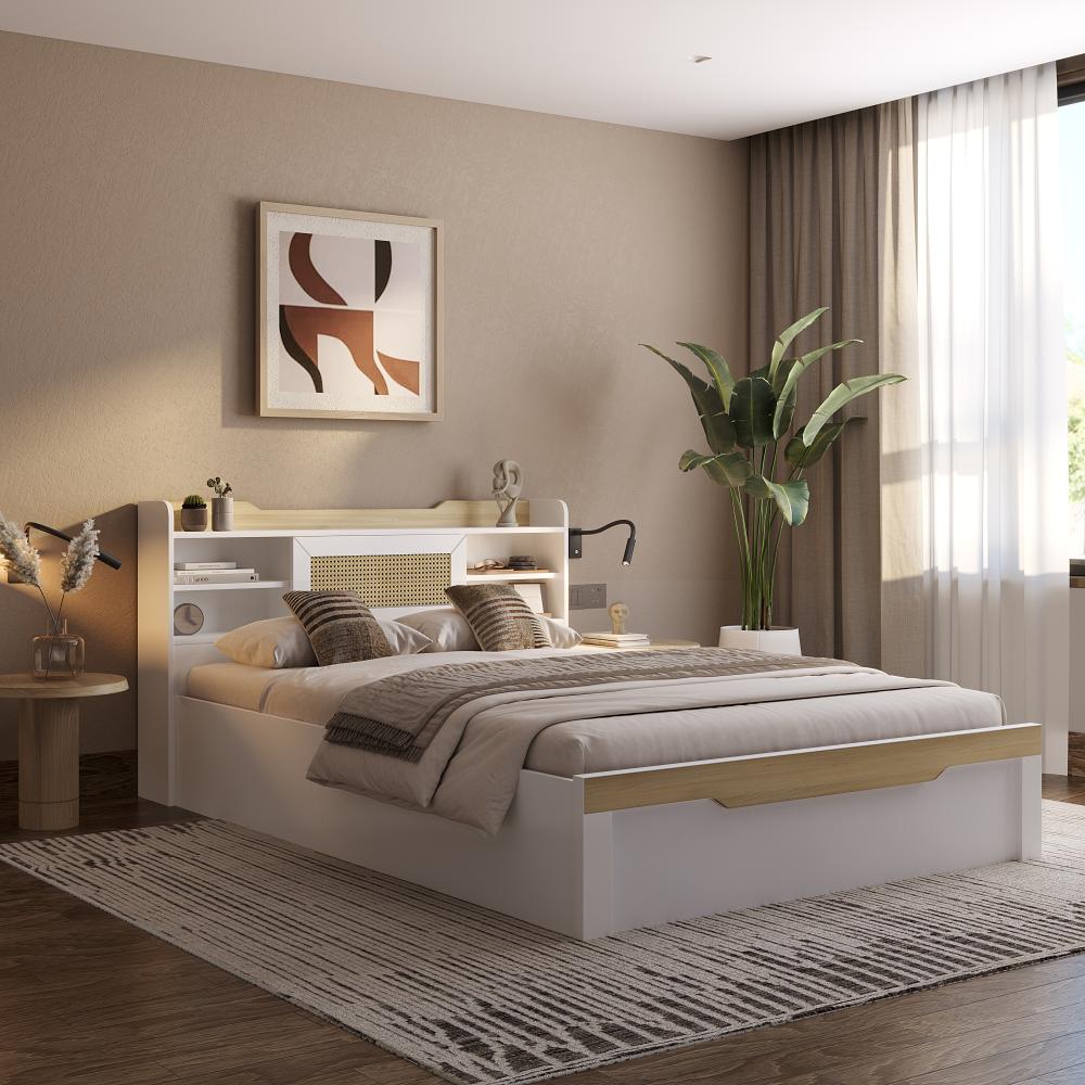 Wakefit Halos Queen Engineered Wood Bed with Storage