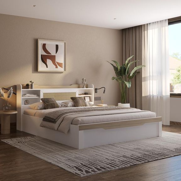  Halos King Engineered Wood Bed with Storage