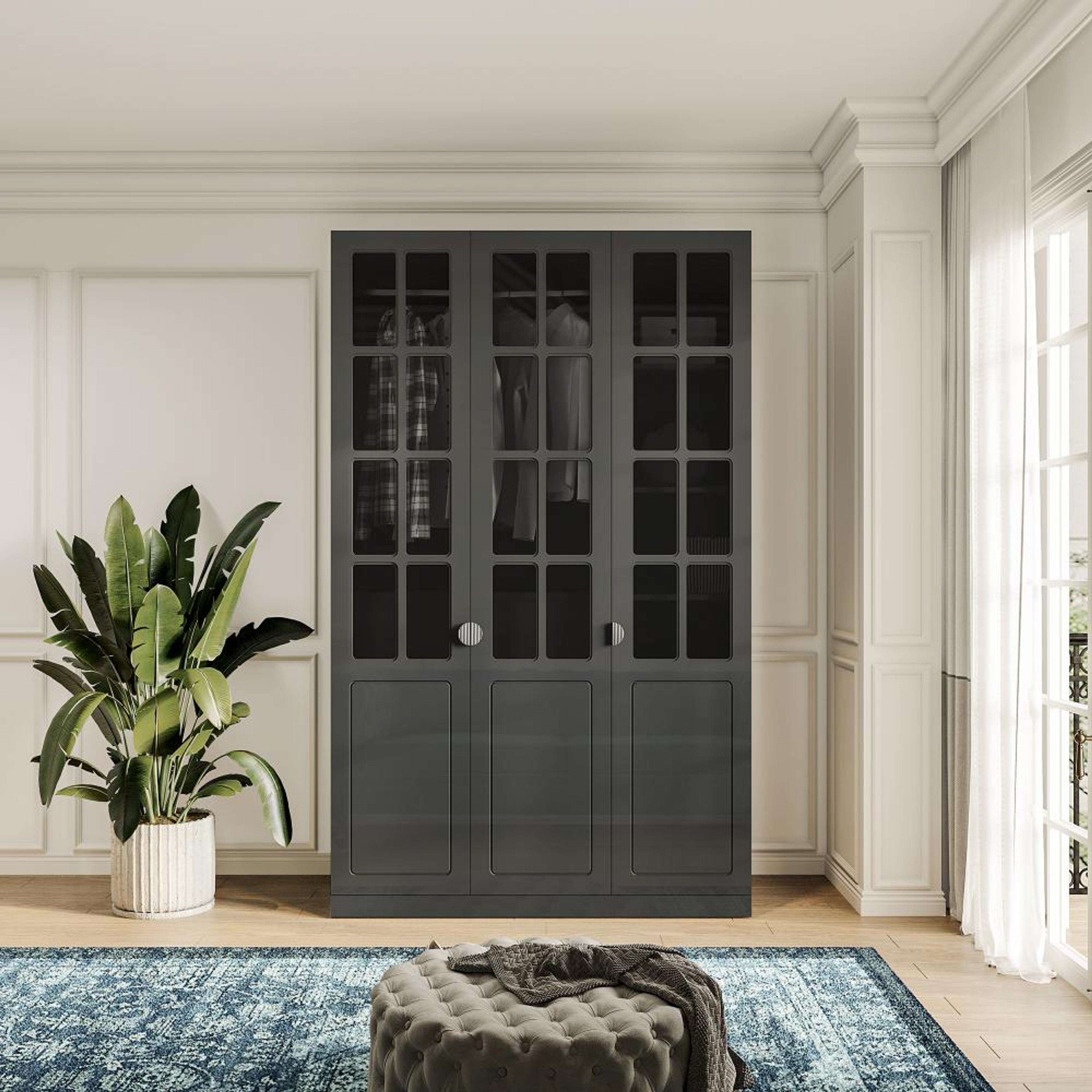 Jamie 3 Door with 6 Shelves 1 Drawers Tinted glass