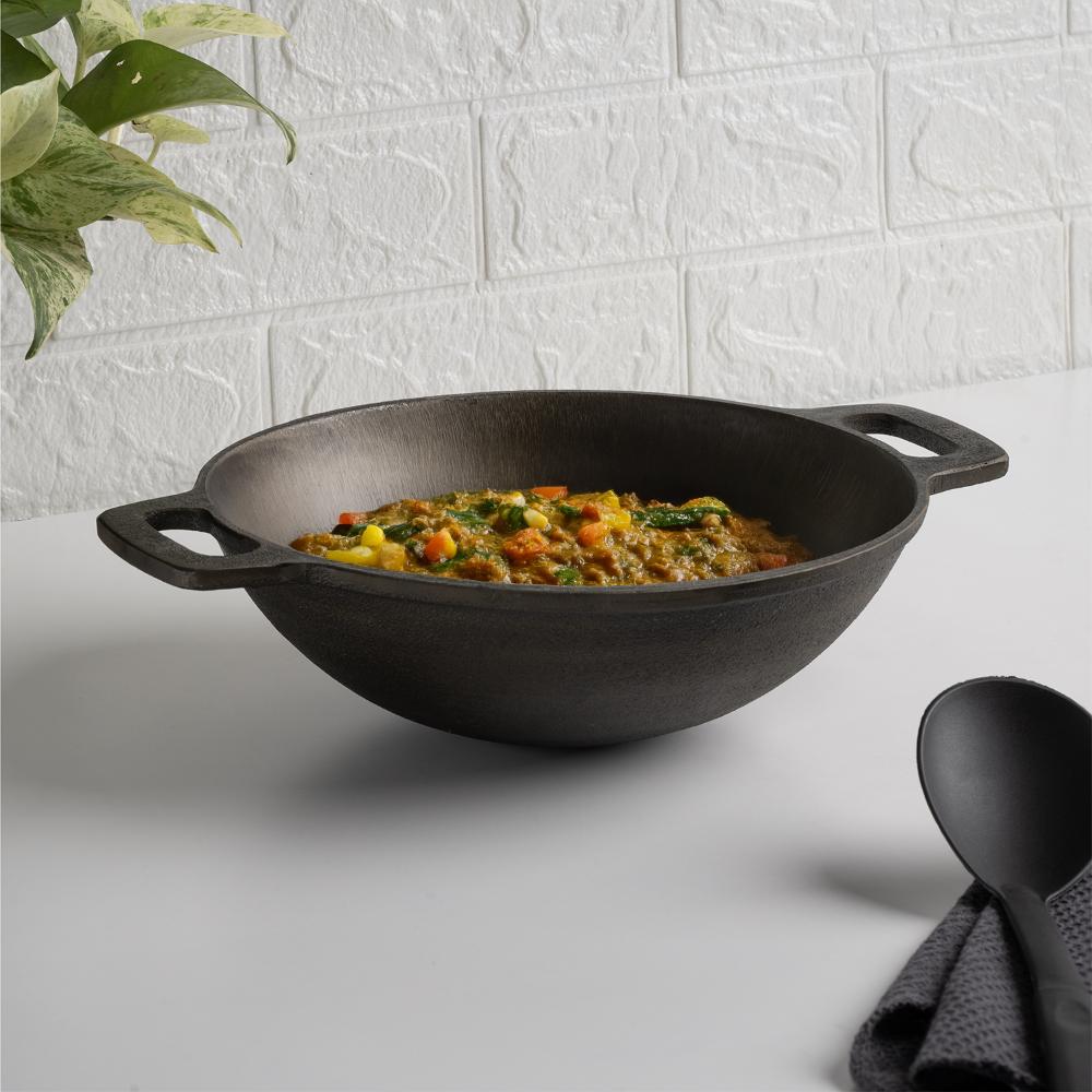 Cast Iron Kadai | Non Stick | 2.5 Liters | 25.4 cm | Round Base
