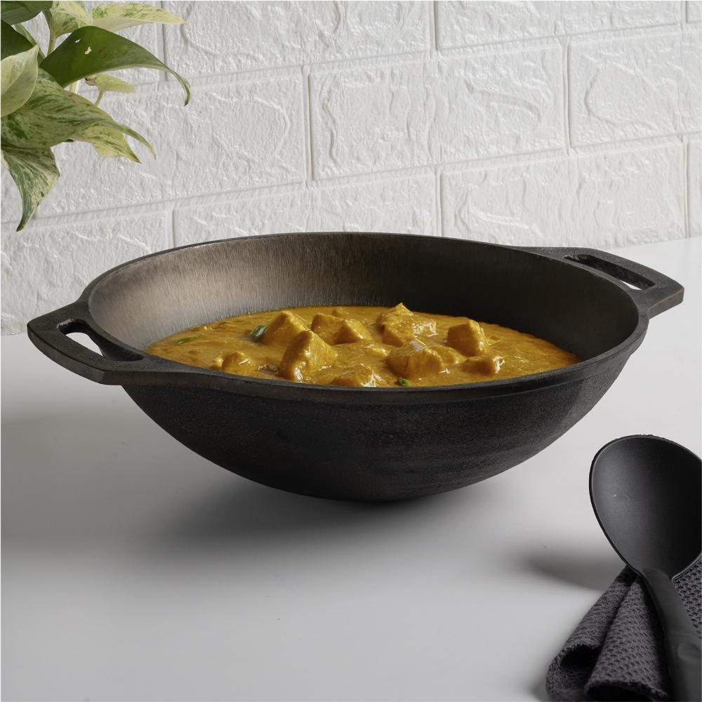 Cast Iron Deep Kadai | Non Stick | 3.5 Liters | 30.5 cm | Round Base