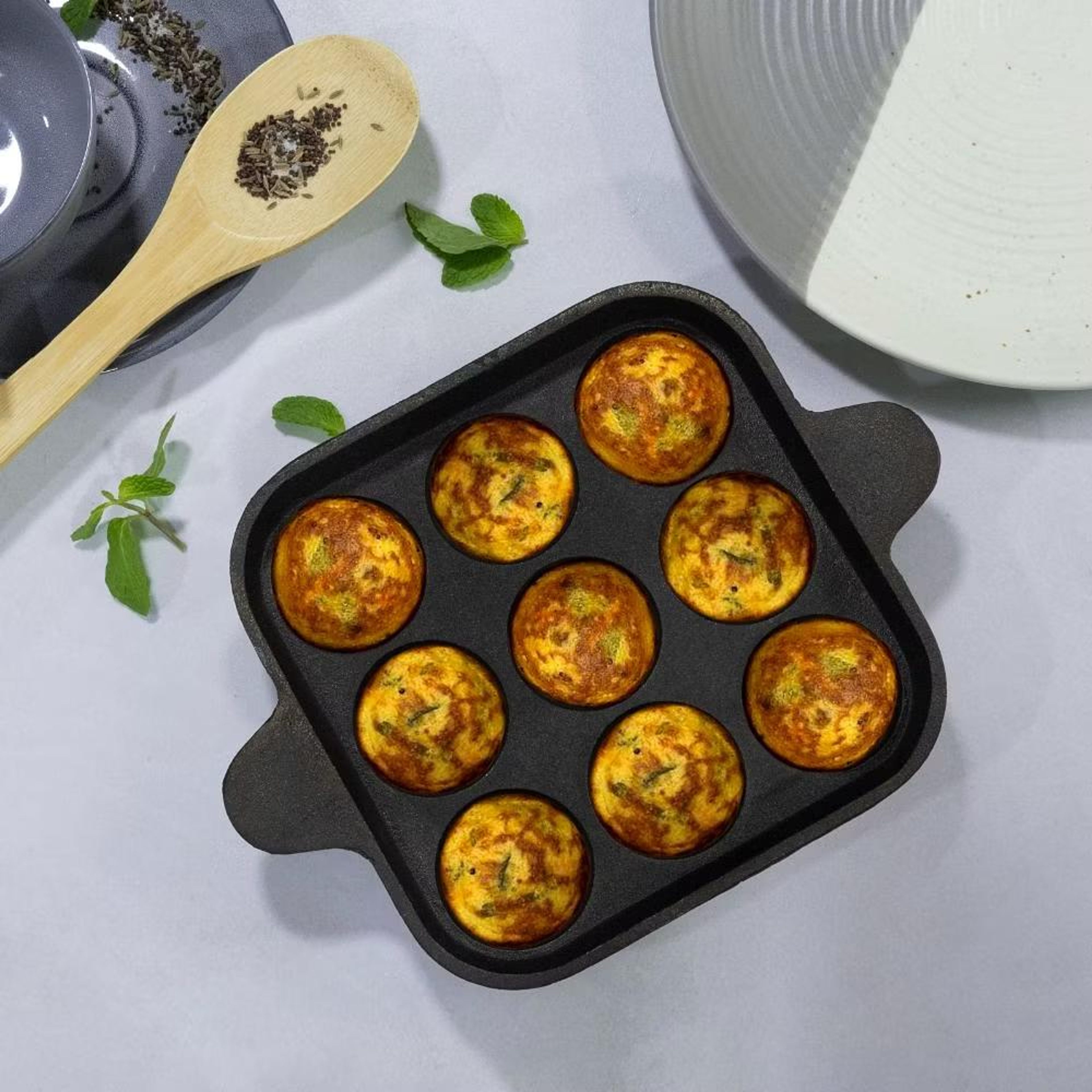 9 inch Cast Iron Paniyaram Pan