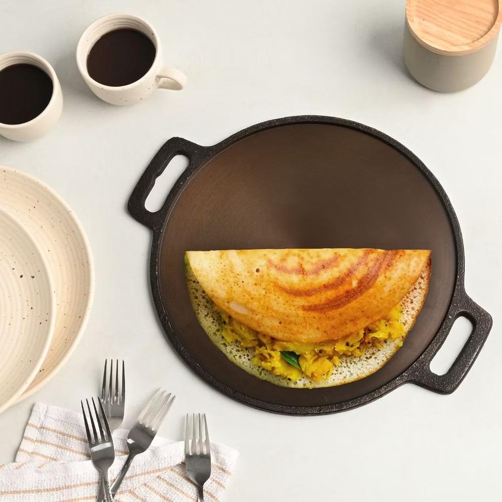 Cast Iron Double Handle Tawa | 30.48 cm | Naturally Nonstick | Pre Seasoned | For Gas & Induction