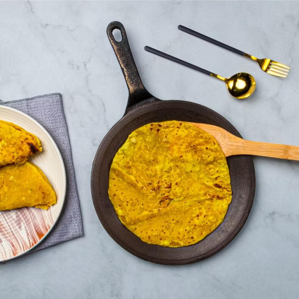 Cast Iron Long Handle Roti Tawa | 25.4 cm | Toxin Free | Concave