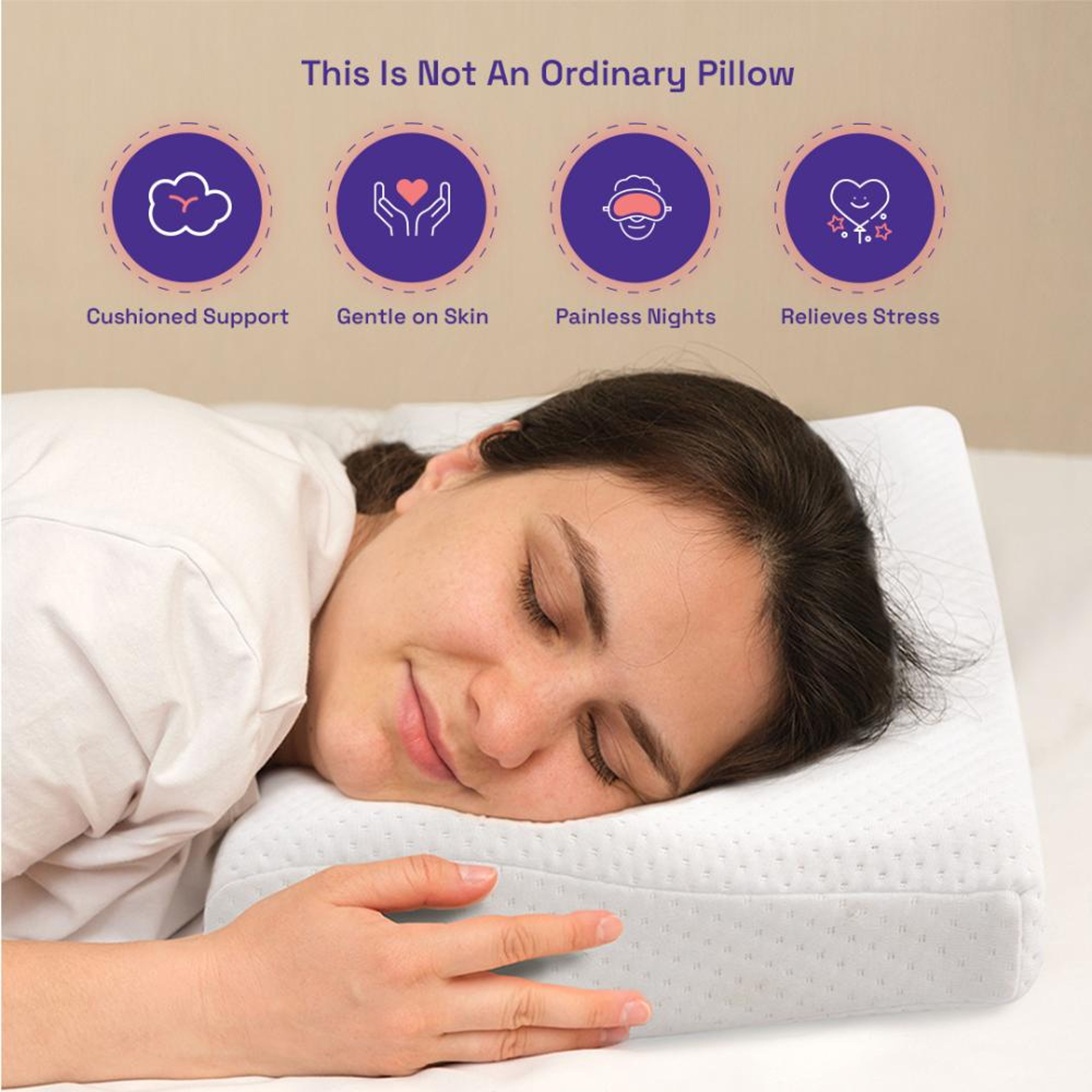 Orthopedic Cervical Pillow Memory Foam Small Inches)  Neck Shoulder Pain Relief Ergonomic Support Machine Washable Cover 