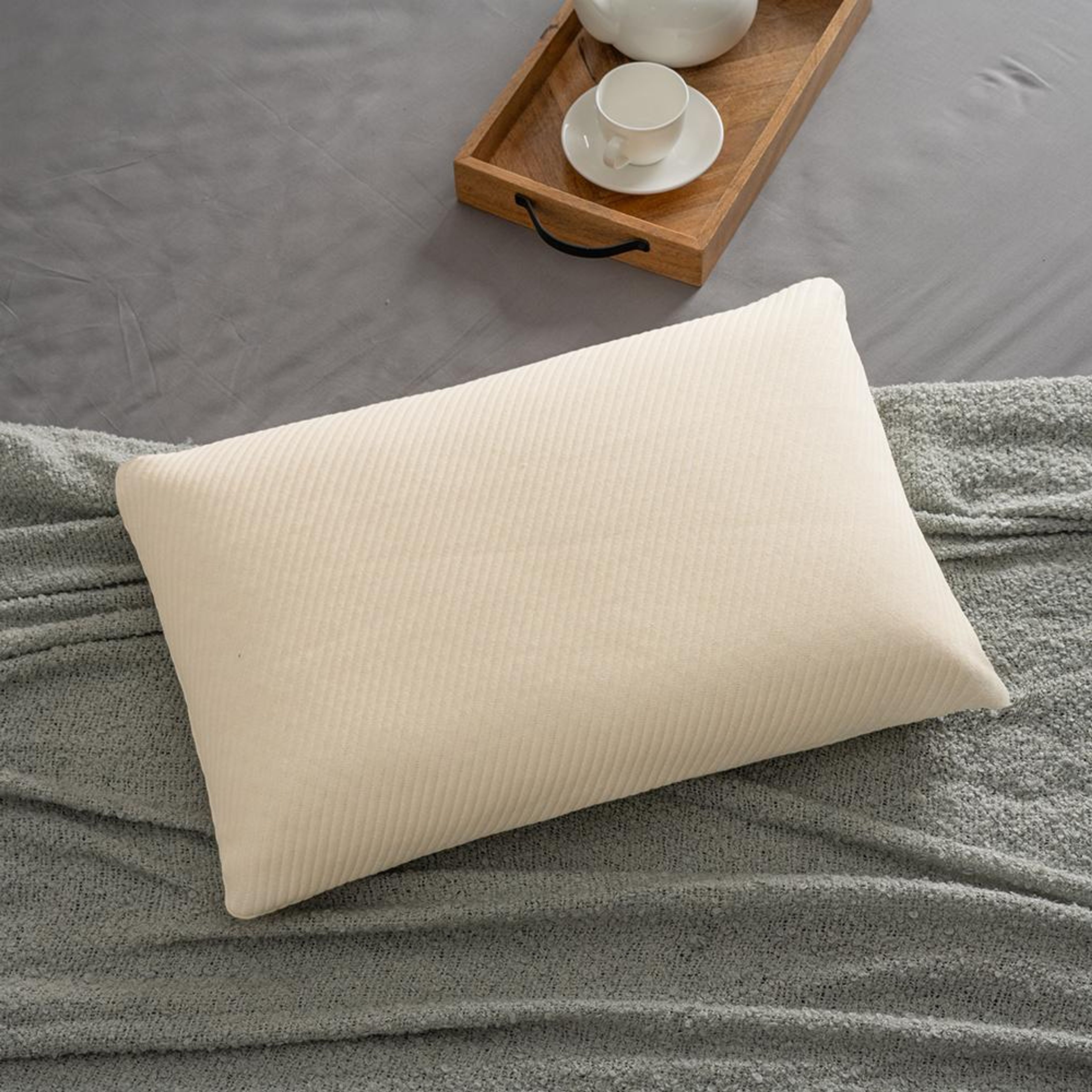 Latex Sleeping Pillow Set of Eco- Friendly Foam Standard  Inch For Soar Neck Light Machine Wash Off White