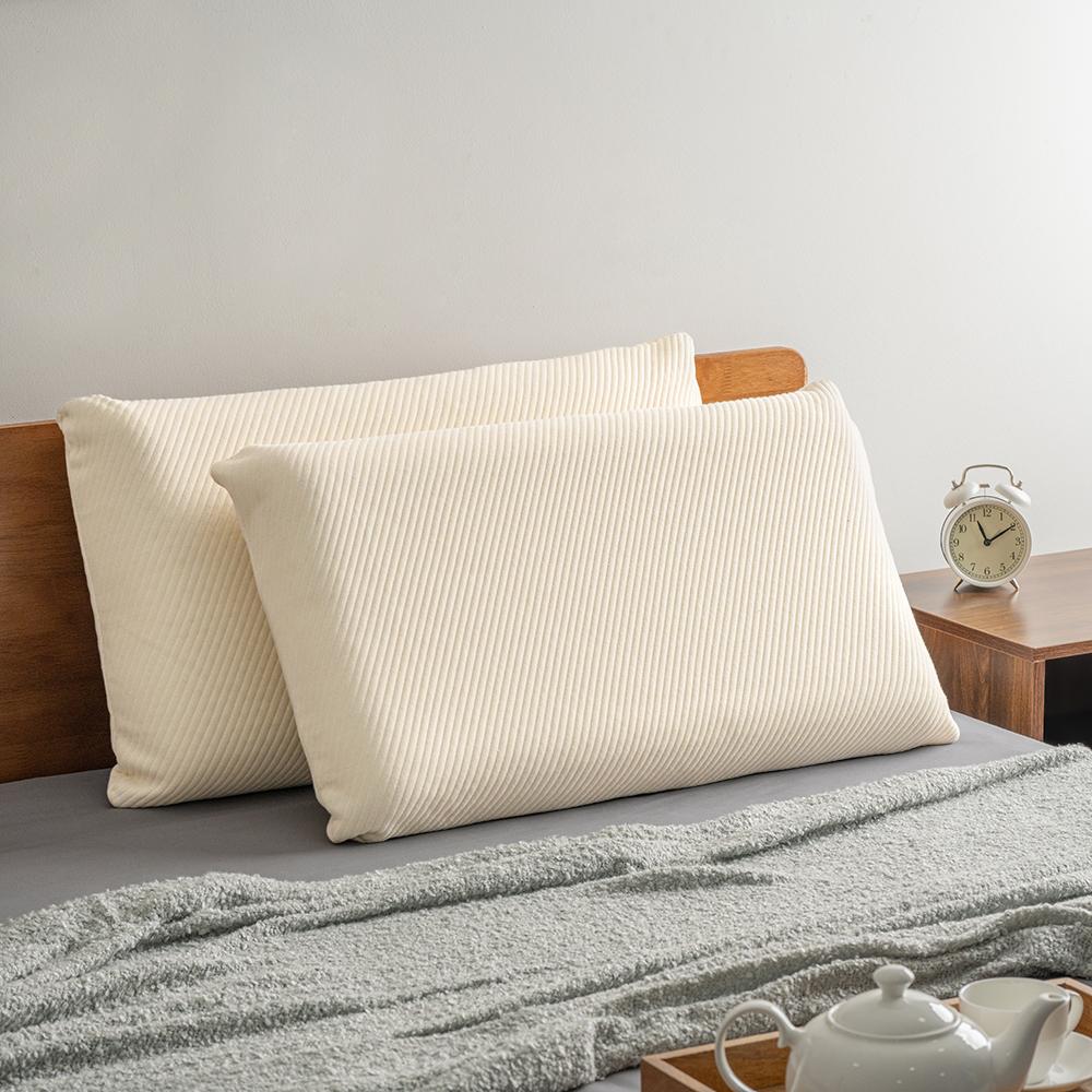 King Size Latex Sleeping Pillow | Set of 2 | Eco-Friendly Foam | 27.5x15.7x5.5 Inch | For Soar Neck | Light Machine Wash | Off White