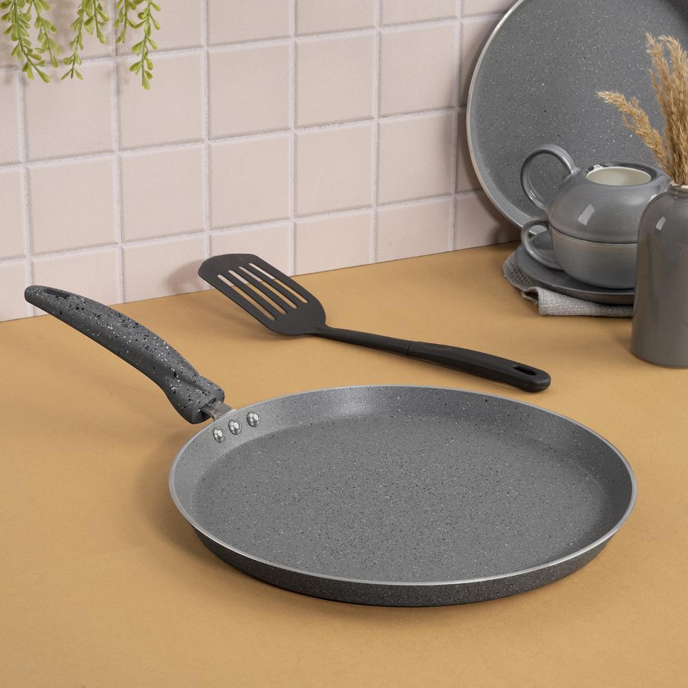 Advanced 5 layer Non-Stick Tawa | 31 cm | 3 mm thick | PFOA & PTFE Free | Gas & Induction Compatible | Highly durable & Metal Spoon Friendly | Soft Touch Handle | Free Spatula | Chervil | Blue