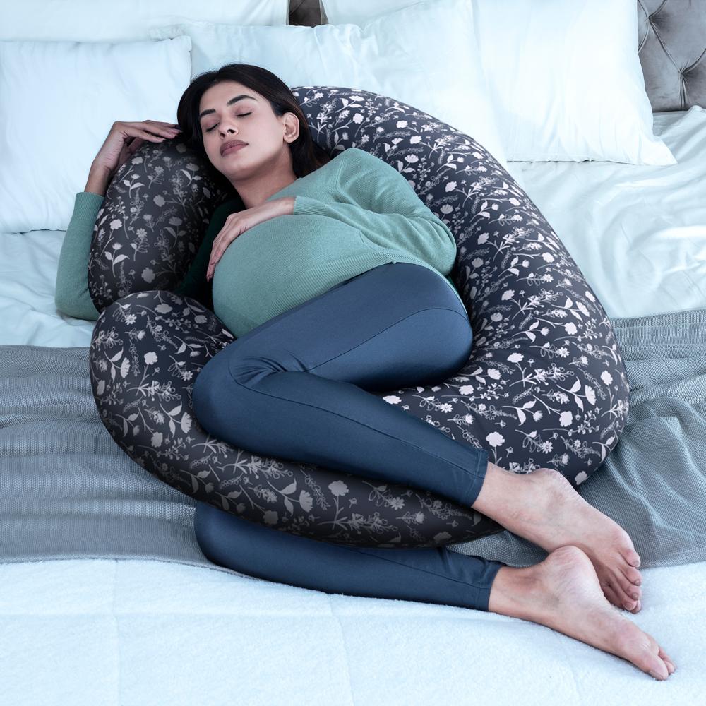 Maternity Pillow for Pregnancy Support | C Shape | 100% Cotton & Machine Washable Cover | Evelyn
