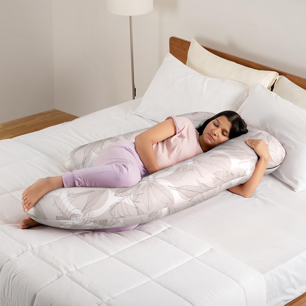 Maternity Pillow for Pregnancy Support | J Shape | 100% Cotton & Machine Washable Cover | Mekko