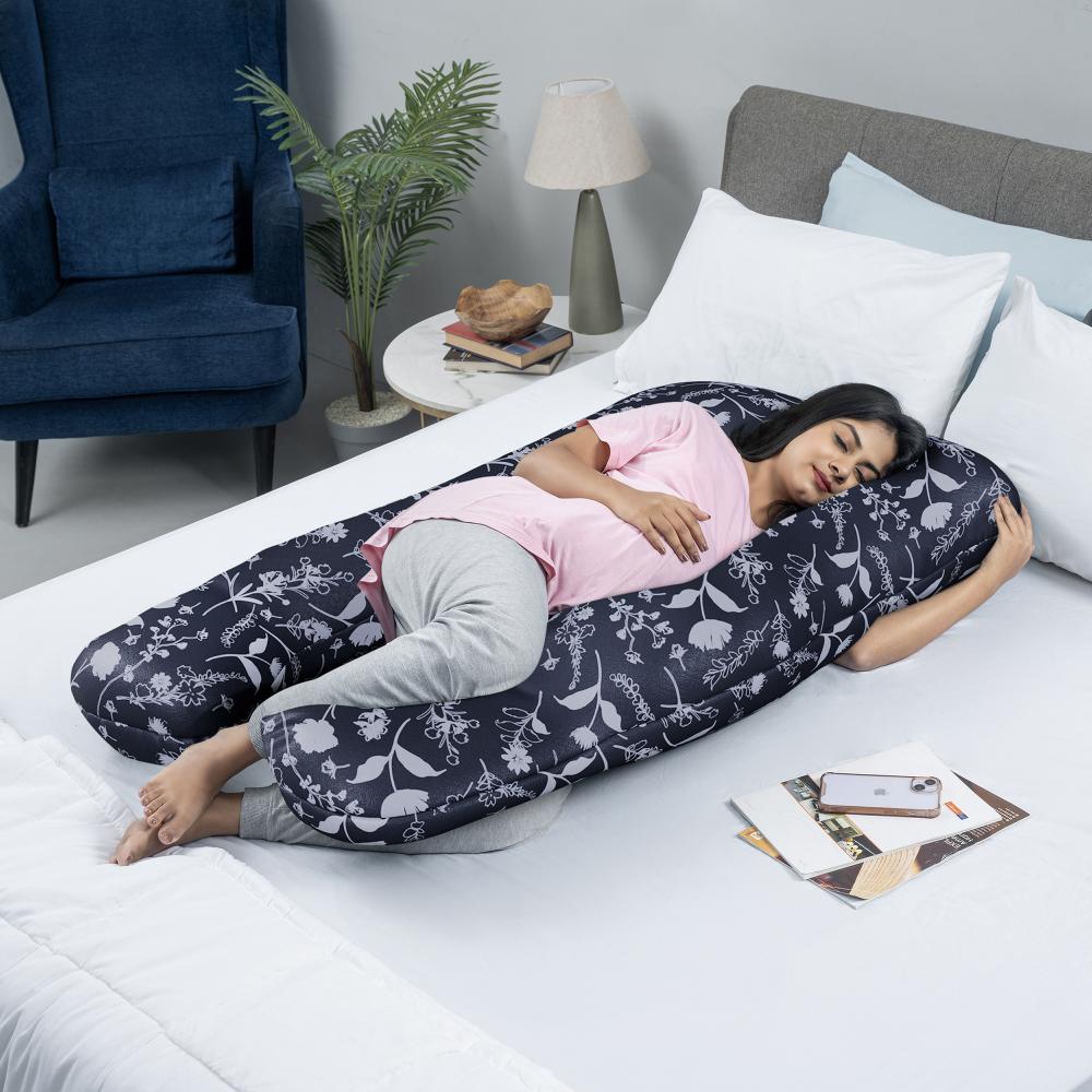 Maternity Pillow for Pregnancy Support | U Shape | 100% Cotton & Machine Washable Cover | Evelyn