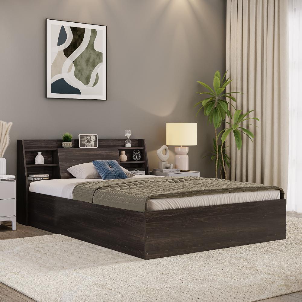 Wakefit Leo Queen Storage Engineered Wood Bed - Wyoming maple