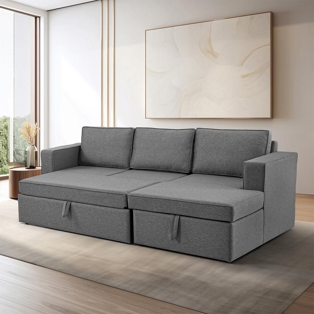 Wakefit Napper Convertible L Shape Sofa Cum Bed with Storage (2 Seater + Right Aligned Chaise)