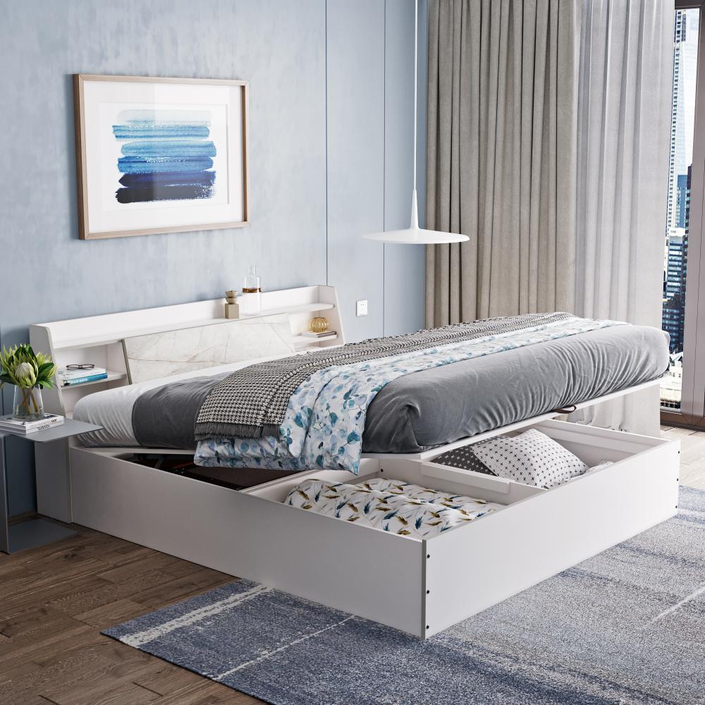 Wakefit Castor King Storage Engineered Wood Bed with Hydraulic mechanism