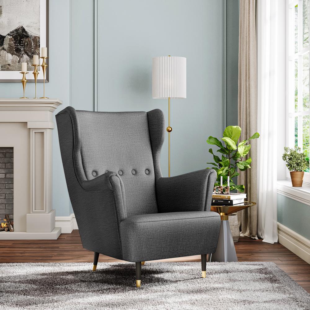 Wakefit Nicco Wing Chair - Reflection Charcoal Grey