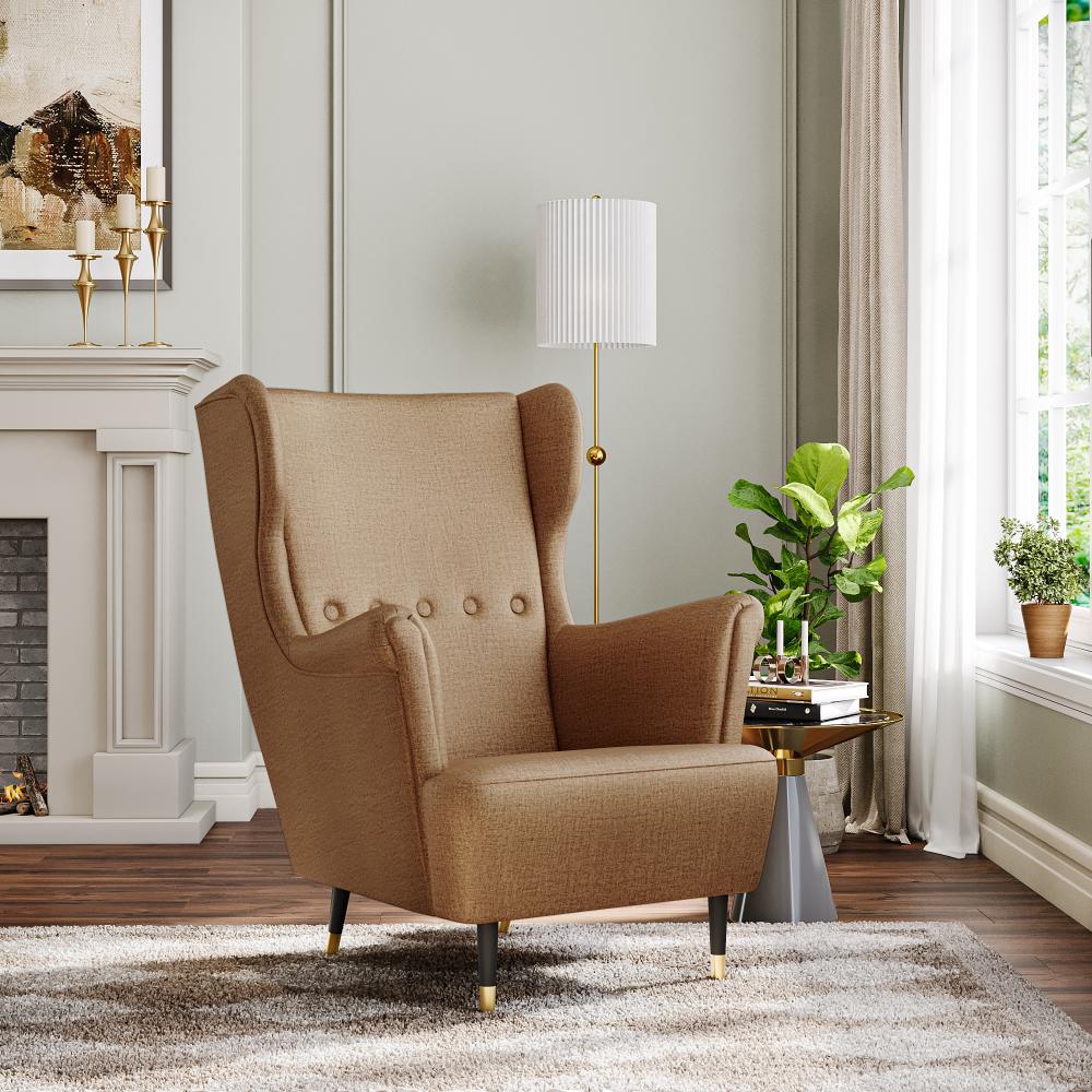 Wakefit Nicco Wing Chair - Reflection Mocha Brown