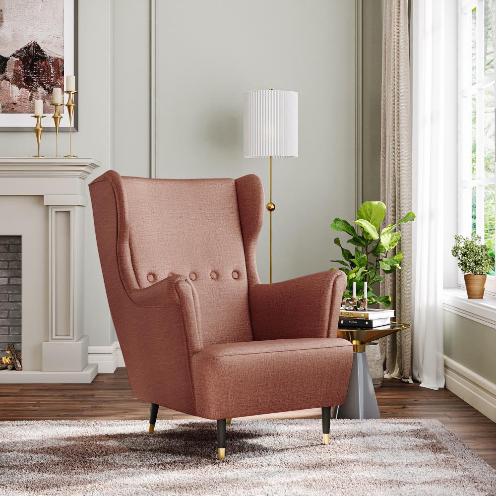 Wakefit Nicco Wing Chair - Reflection Rose Brown