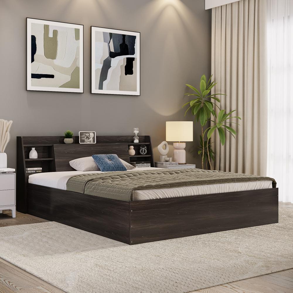 Wakefit Leo King Storage Engineered Wood Bed - Wyoming maple