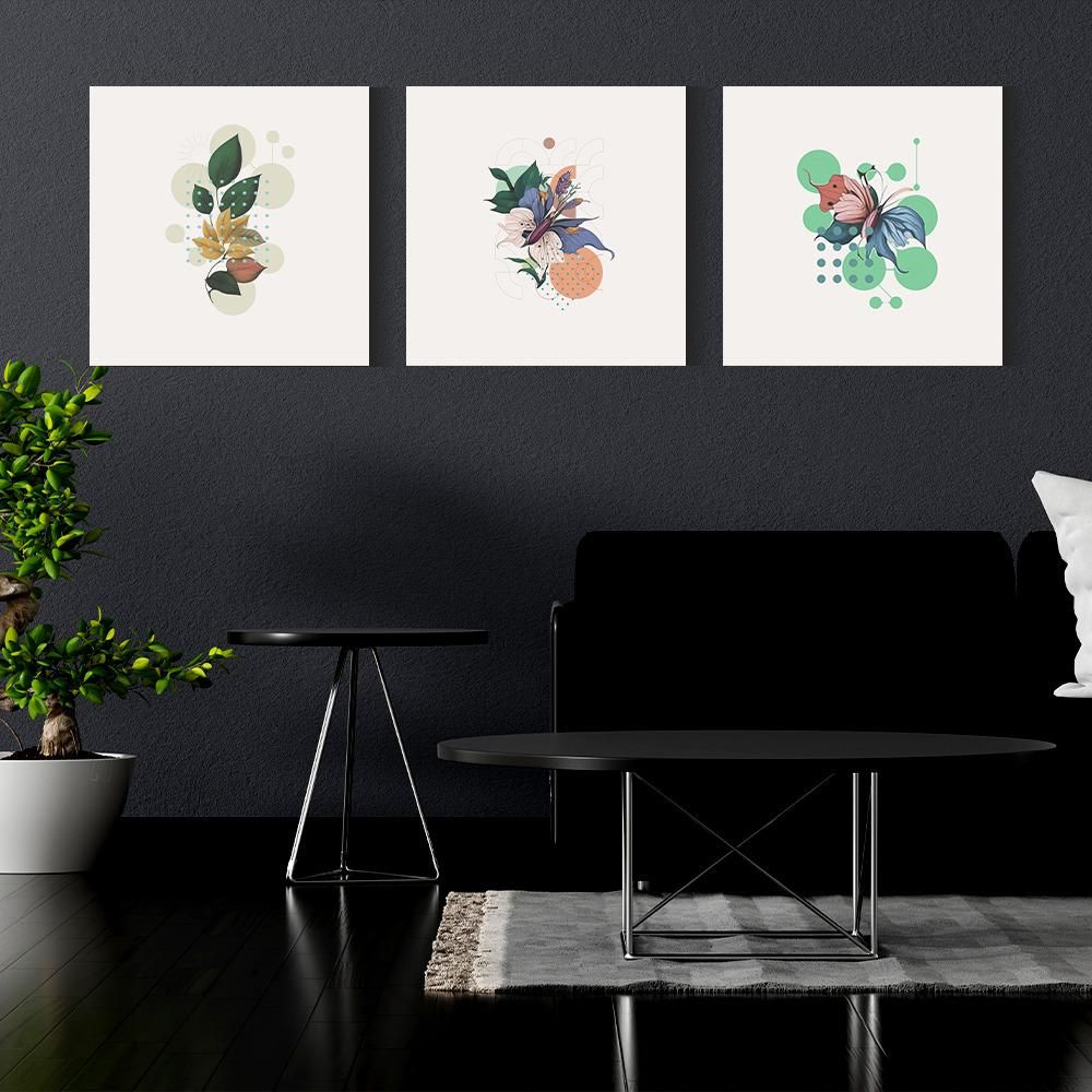 Canvas Wall Painting | 10x10 Inch | Set of 3 | For Living Room, Bedroom & Office Decor | Gifting Option | Butterfly Ballet Trio