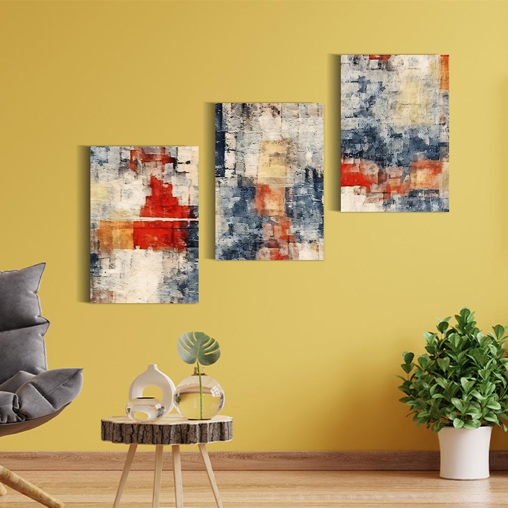 Canvas Wall Painting | 24x36 Inch | Set of 3 | For Living Room, Bedroom & Office Decor | Gifting Option | Cosmic Rhythm