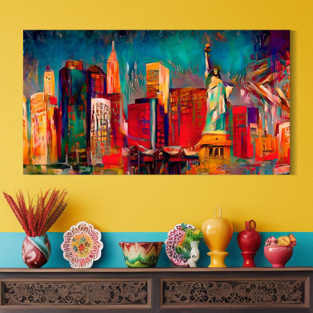 Canvas Wall Painting | 48x24 Inch | Set of 1 | For Living Room, Bedroom & Office Decor | Gifting Option | Dream of a City