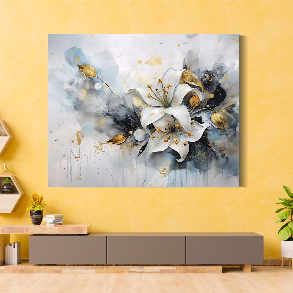 Canvas Wall Painting | 24x18 Inch | Set of 1 | For Living Room, Bedroom & Office Decor | Gifting Option | Floral Cluster Arrangement