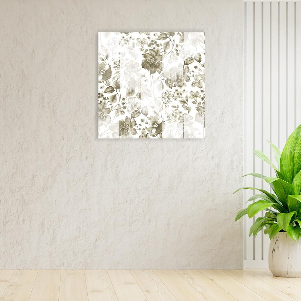 Canvas Wall Painting | 18x18 Inch | Set of 1 | For Living Room, Bedroom & Office Decor | Gifting Option | Monochrome Florals