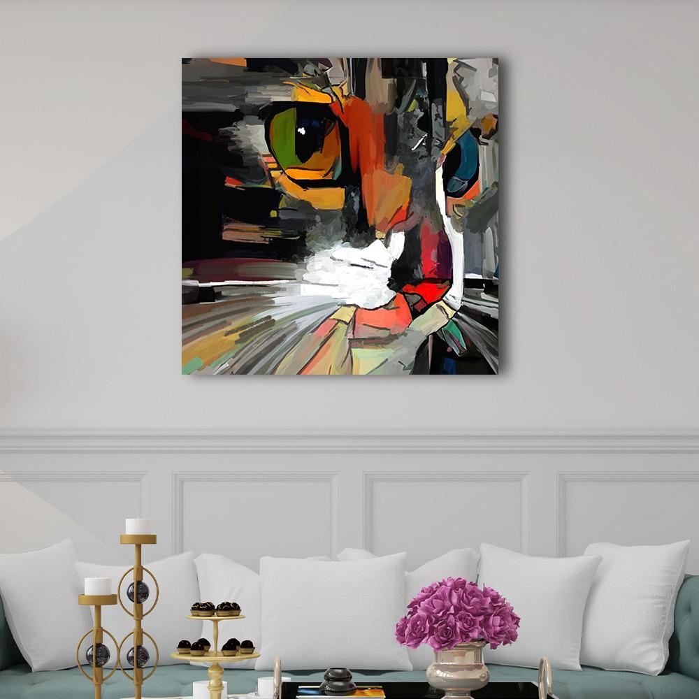 Canvas Wall Painting | 10x10 Inch | Set of 1 | For Living Room, Bedroom & Office Decor | Gifting Option | Soft Feline