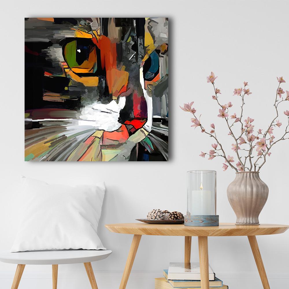 Canvas Wall Painting | 12x12 Inch | Set of 1 | For Living Room, Bedroom & Office Decor | Gifting Option | Soft Feline