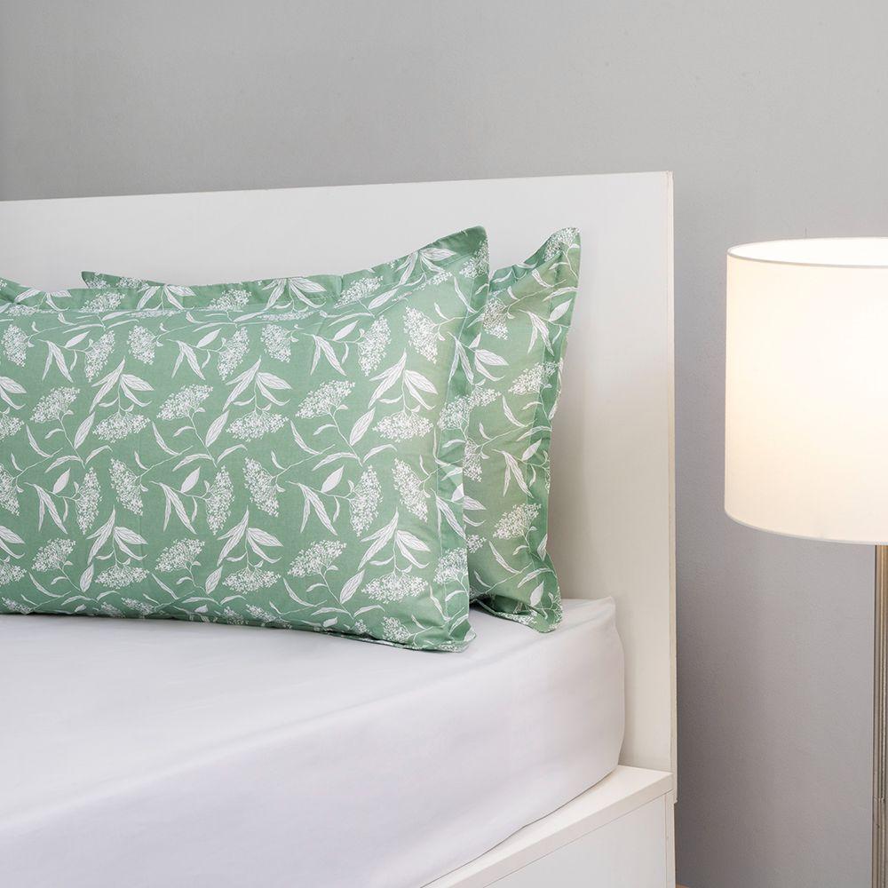 100% Cotton Pillow Cover | Standard Size 27x18 Inch | Set Of 2 | 144 TC | Green - Hester