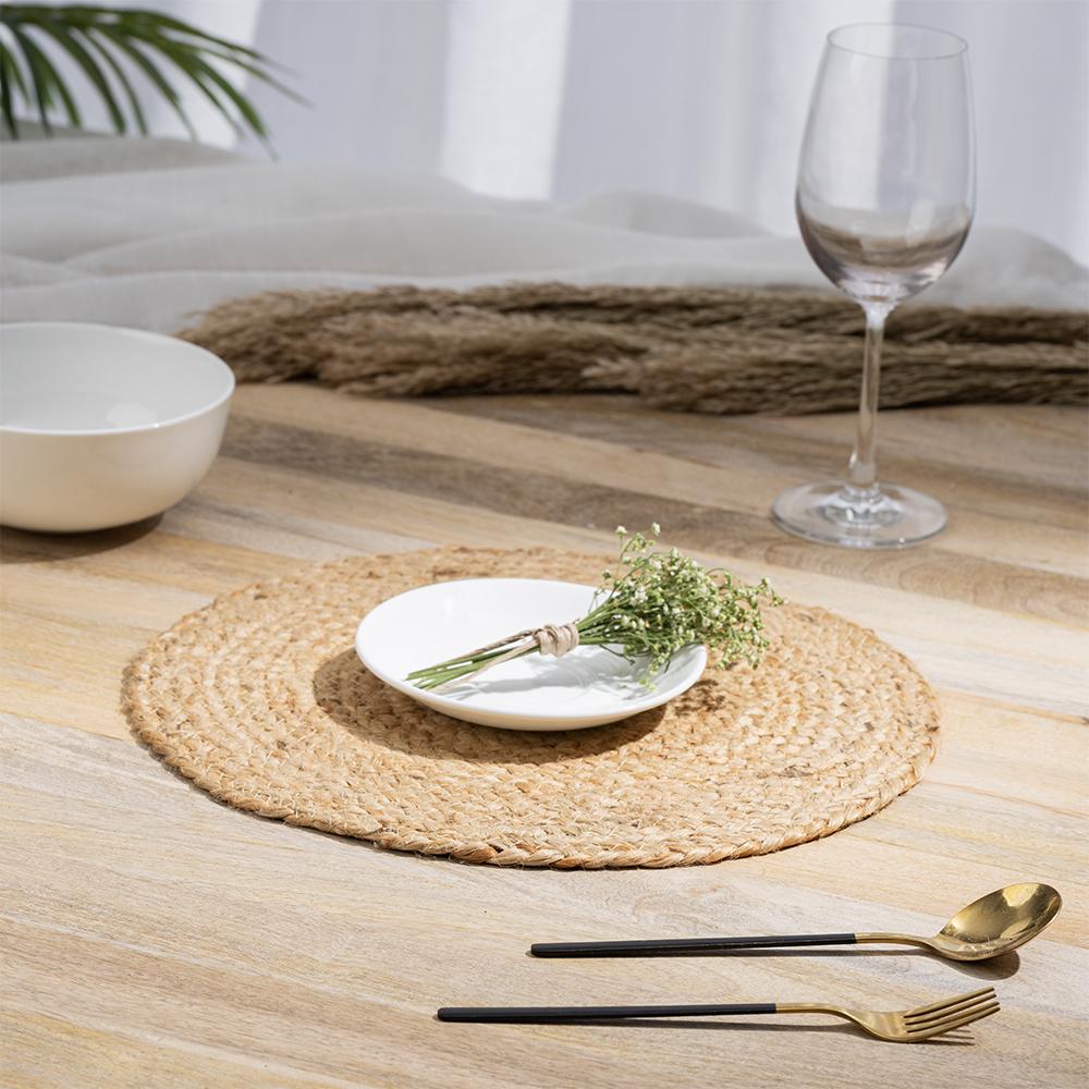 Wakefit Earthy Moon, Round Jute Dining Table Placemat - Set of 6