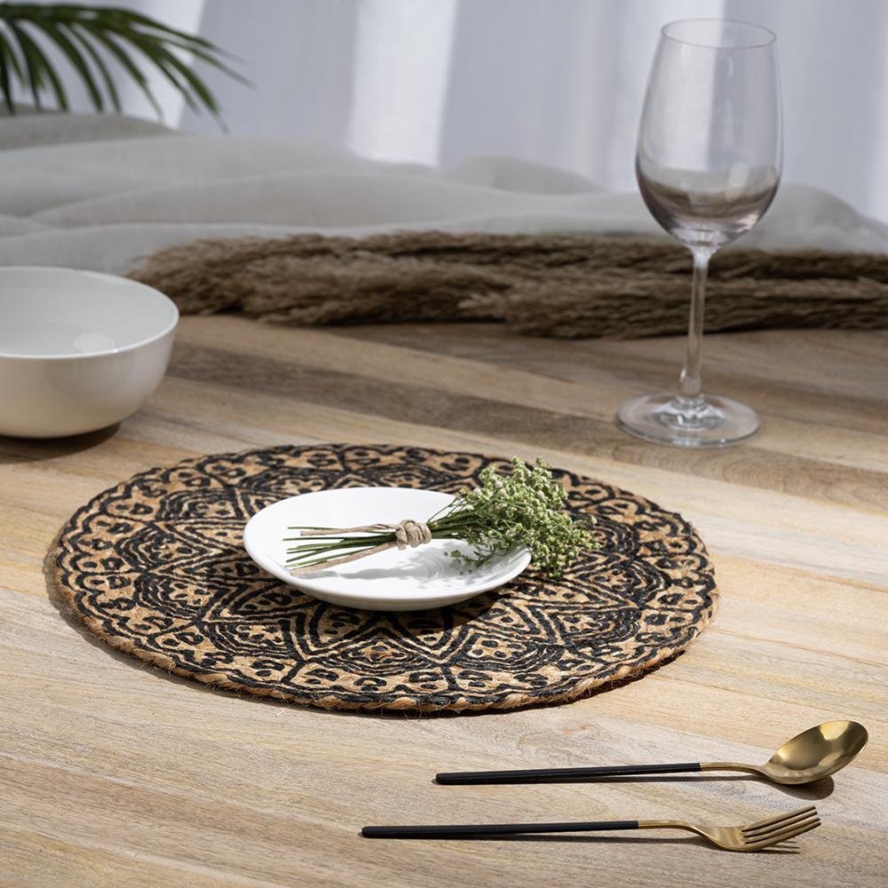 Wakefit Mandala, Round Jute Dining Table Placemat - Set of 6