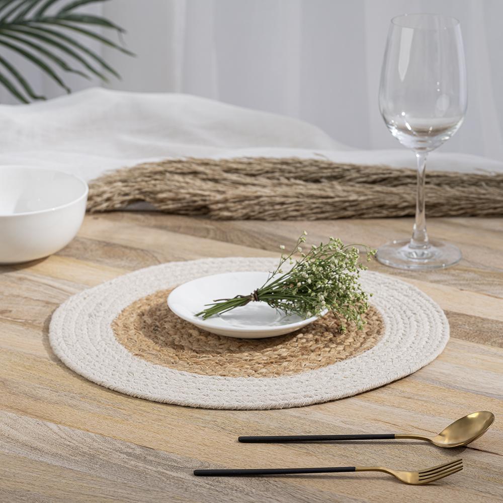 Wakefit Moonshine, Round Jute Dining Table Placemat - Set of 6