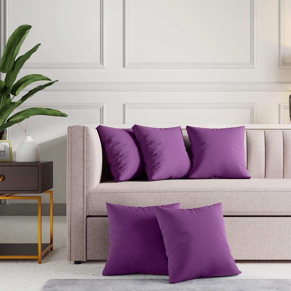 Wakefit Premium Cushion Cover 16x16 Grap purple Set of 5