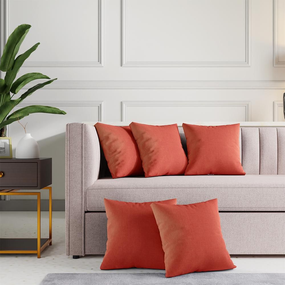 Wakefit Premium Cushion Cover 16x16 Terracotta Set of 5