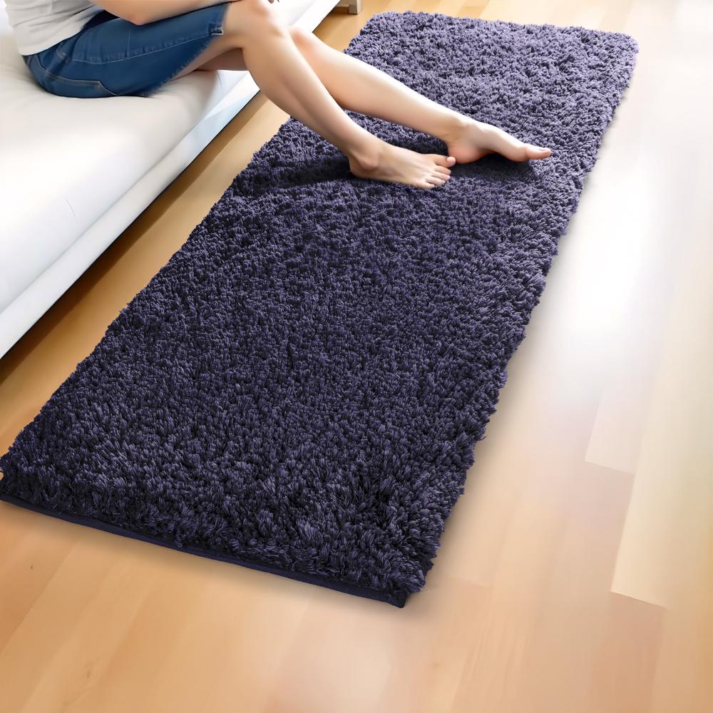 Runner | 45x130cm | Soft & comfortable| Anti Skid | Machine Washable | Shaggy-Peacoat Blue