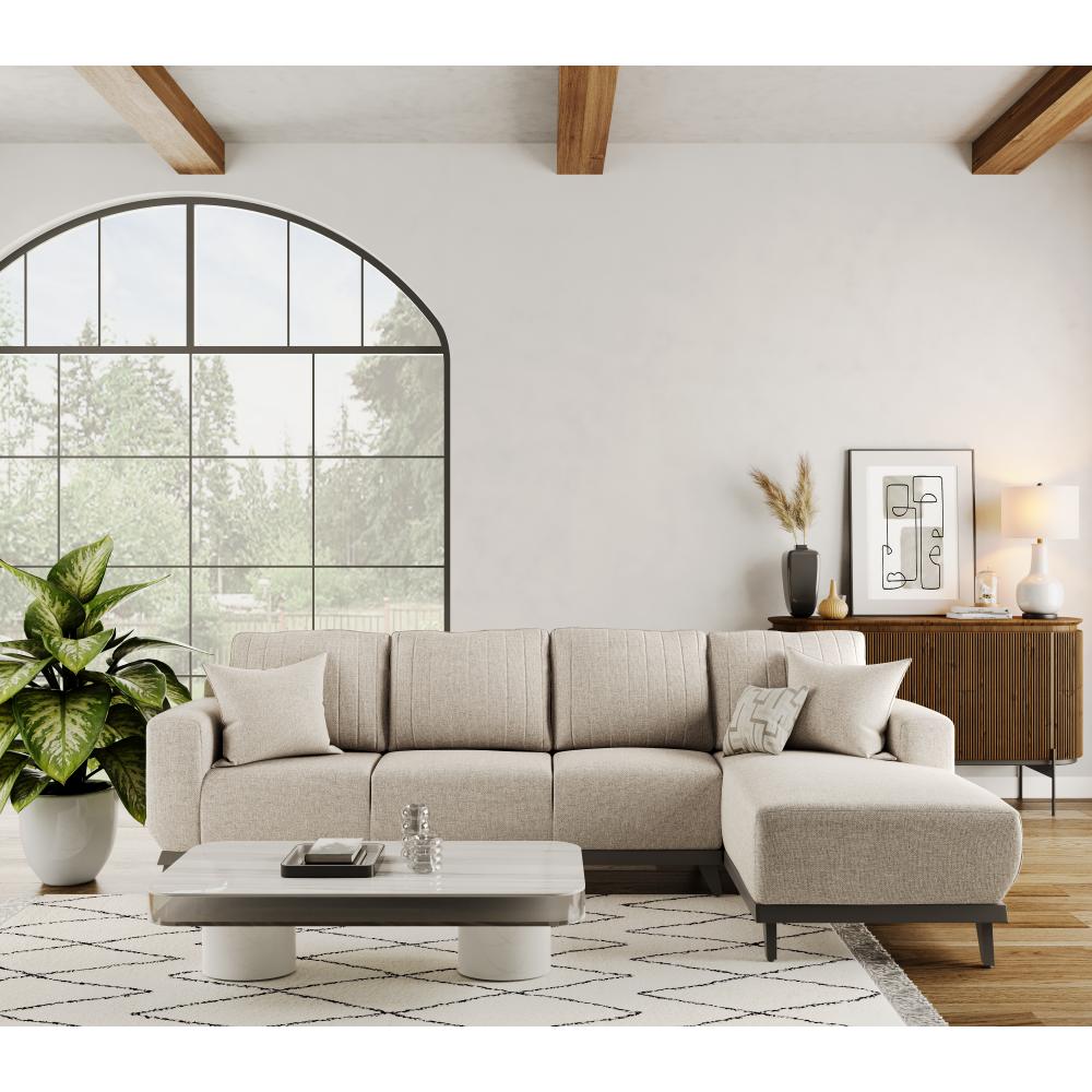 Wakefit Barcelona L Shape Sofa Set (3 Seater + Right Aligned Chaise)