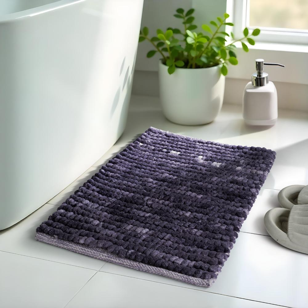 Bath Mat | Set of 1 | 40x60cm | Highly Absorbent Bathroom Mat | Machine Washable | Popcorn - S. Grey
