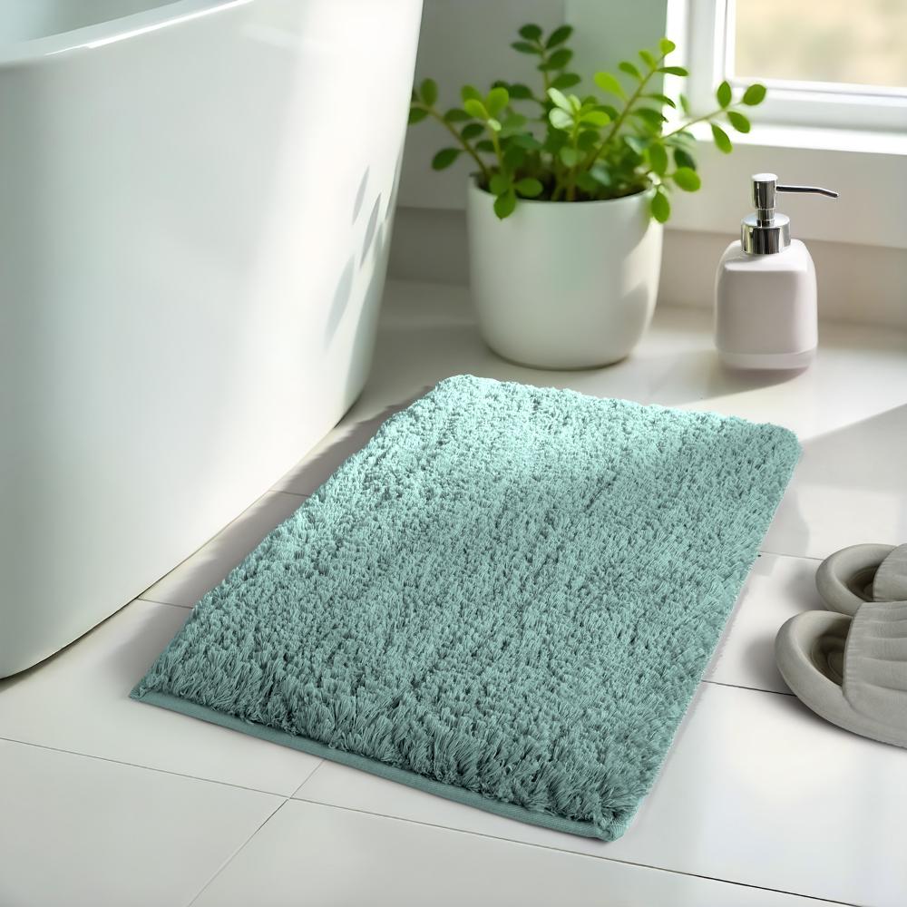 Bath Mat | Set of 1 | 40x60cm | Anti Skid & Highly Absorbent Bathroom Mat | Machine Washable | Shaggy- Blue