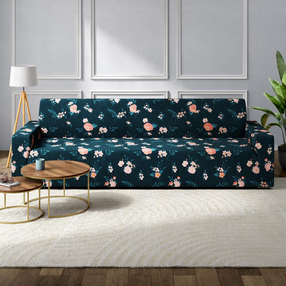 Printed 3 Seater Sofa Cover | Elastic Stretchable Sofa Slip Cover | Triple Seater Sofa Protector | Alana