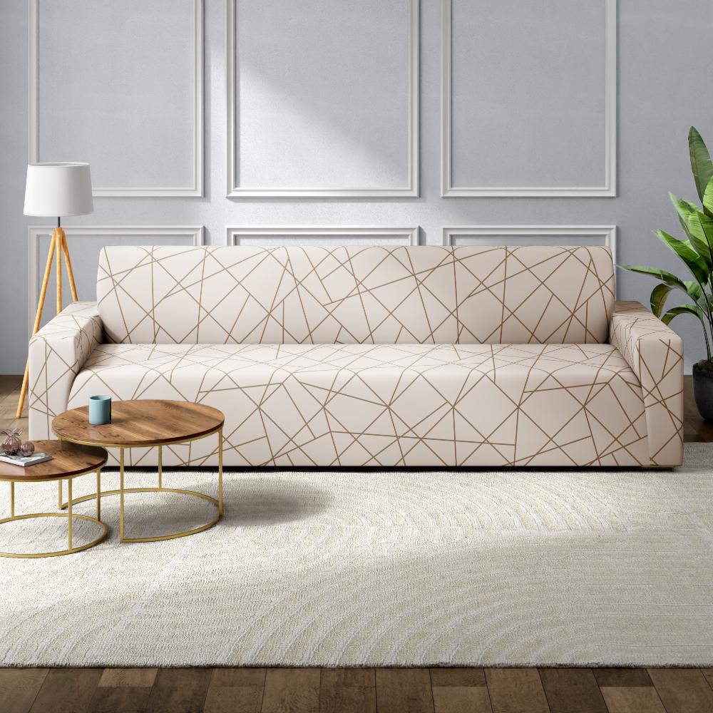 Printed 3 Seater Sofa Cover | Elastic Stretchable Sofa Slip Cover | Triple Seater Sofa Protector | Criss-cross