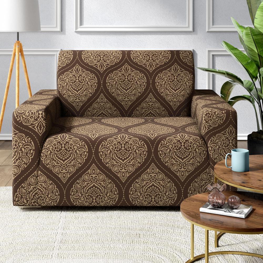 Printed 1 Seater Sofa Cover | Elastic Stretchable Sofa Slip Cover | Single Seater Sofa Protector | Hibo